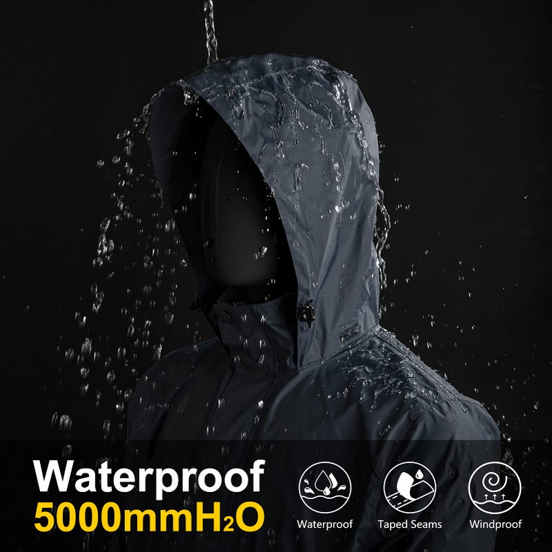 33,000ft Packable Rain Jacket Men's Lightweight Waterproof Rain Shell Jacket Raincoat with Hood for Golf Cycling Windbreaker - Image 2
